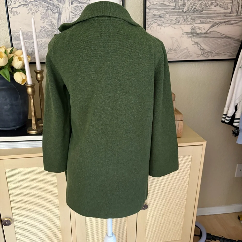J CREW Green Sophie Open Front‎ Sweater Blazer Cotton Wool Blend Size XS